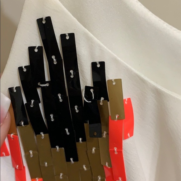 Rehab- bohemian white dress with sequins- Small - Picture 4 of 6